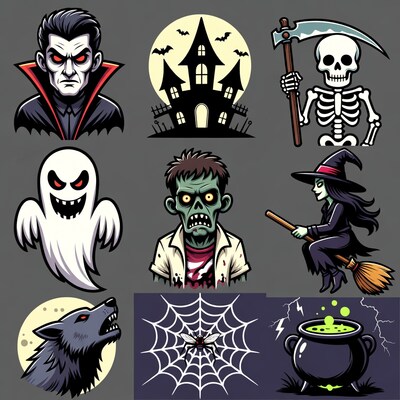 Halloween Monsters Illustration Set