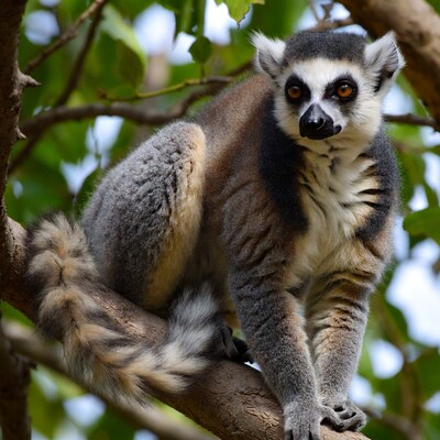 Ring-tailed lemur on tree branch