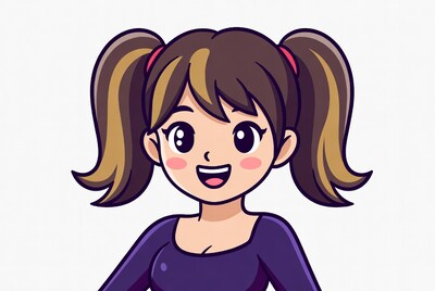 Anime girl with pigtails smiling