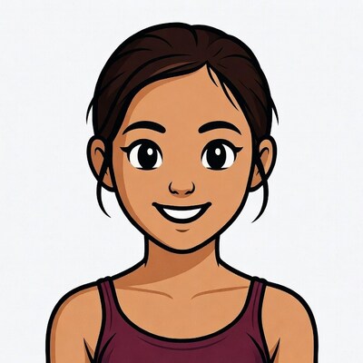 Smiling Asian girl cartoon illustration