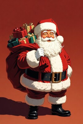 Santa Claus carrying sack of gifts