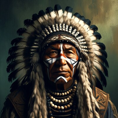 Native American chief with war bonnet