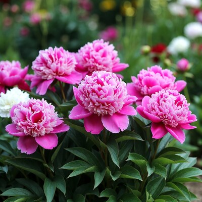 Pink Peony Flowers in Garden