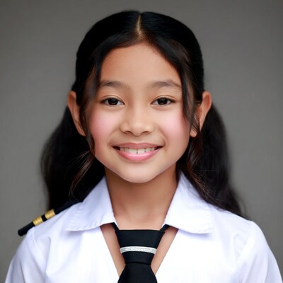 Asian girl smiling in school uniform