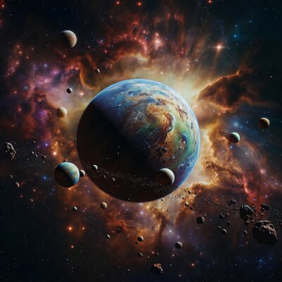 Earth Planet in Cosmic Nebula