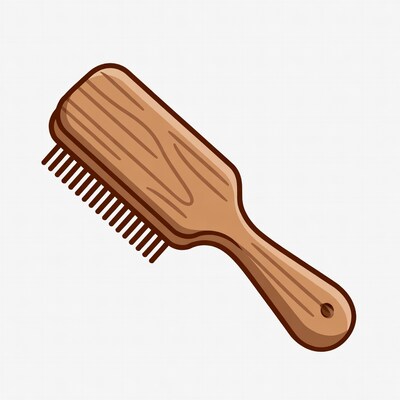 Wooden Hair Brush Illustration
