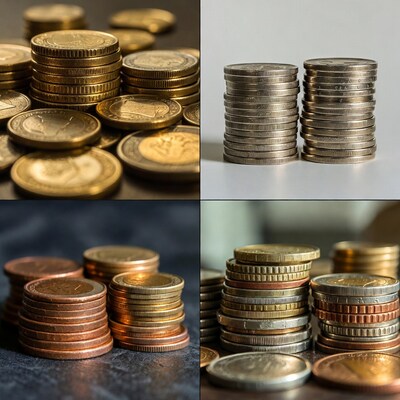 Euro Coins Stacks Collage