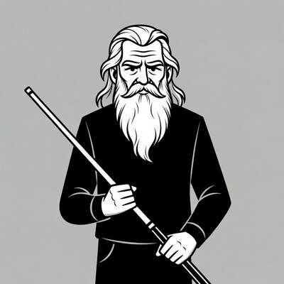 Elderly man holding pool cue