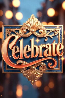 Celebrate Text Ornate Gold Frame