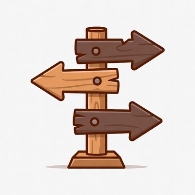 Wooden directional signpost illustration
