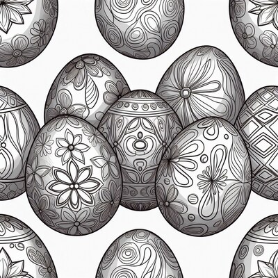 Pattern of ornate Easter eggs