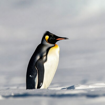 King Penguin Standing on Snow