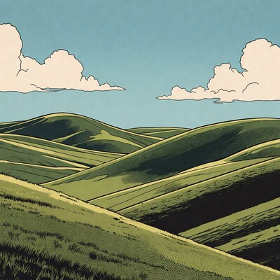 Rolling Green Hills Illustration