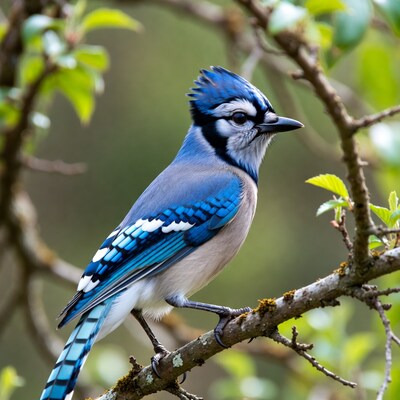Blue Jay perched on branch