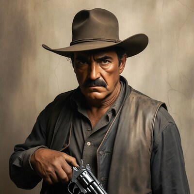 Cowboy holding revolver