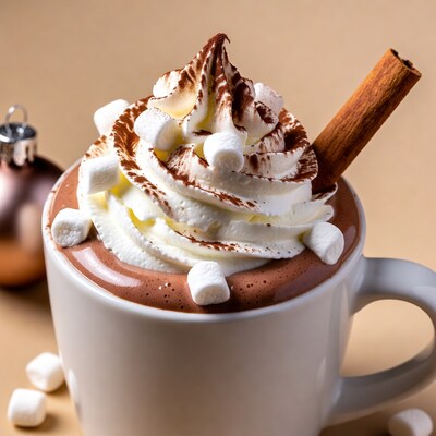 Hot Chocolate with Whipped Cream and Cinnamon Stick
