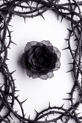 Black Rose in Thorny Vines