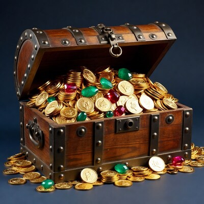 Open Treasure Chest with Gold Coins