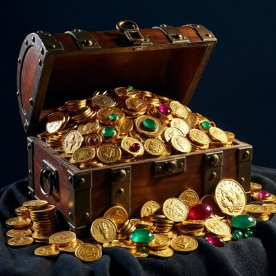 Open Treasure Chest with Gold Coins