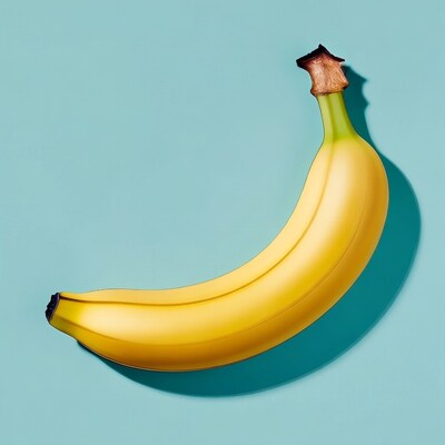 Yellow banana on blue background