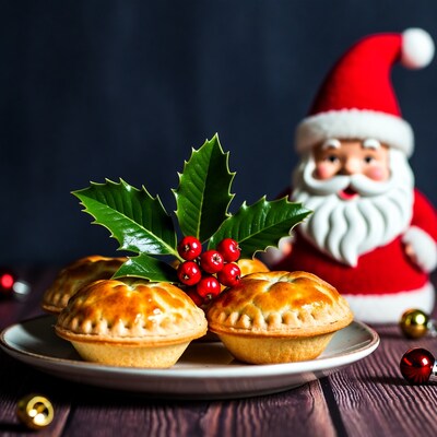Christmas Mince Pies with Holly and Santa