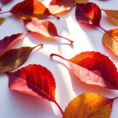 Autumn Leaves on White Background