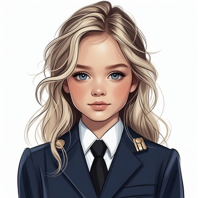 Blonde girl in navy school uniform