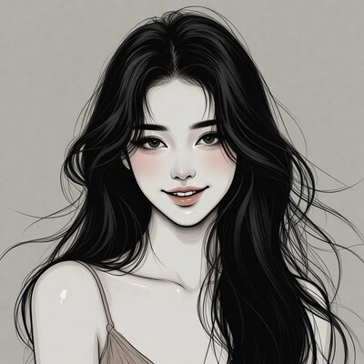 Asian woman with long black hair