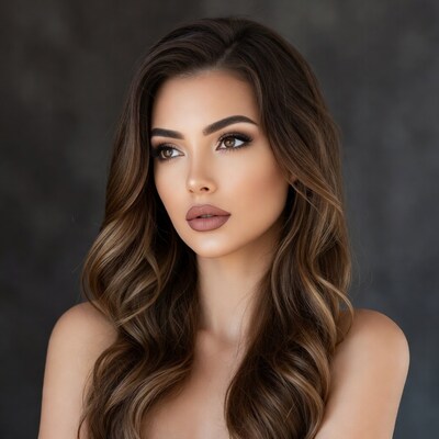 Beautiful woman with wavy brown hair