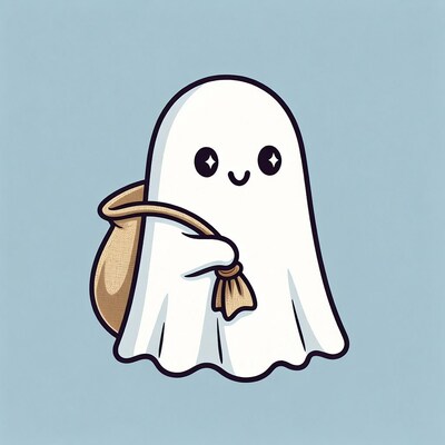 Cute ghost holding sack