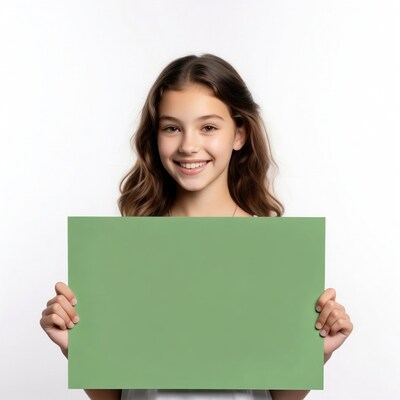 Girl holding green blank sign