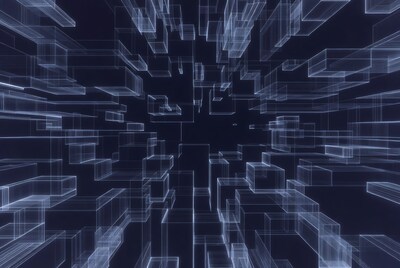 Wireframe Cubes Floating in Dark Space