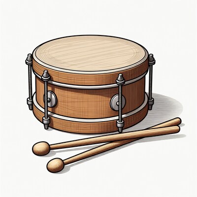 Snare Drum with Drumsticks Illustration