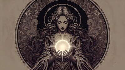 Woman holding glowing orb