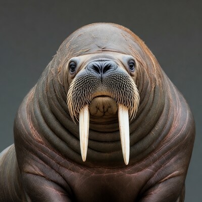 Walrus with tusks close-up