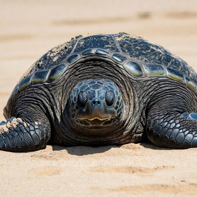 Sea Turtle on Sandy Beach