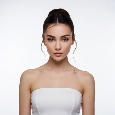 Beautiful woman in white tube top