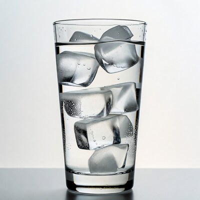 Glass of Water with Ice Cubes