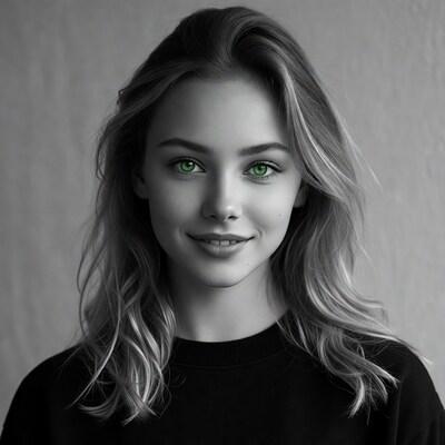 Woman with green eyes smiling