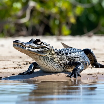 American Alligator on Sandy Shore