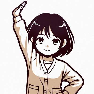 Anime girl raising hand