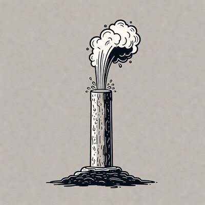 Geyser erupting steam illustration