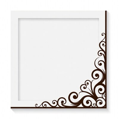 White Frame with Ornate Corner Design