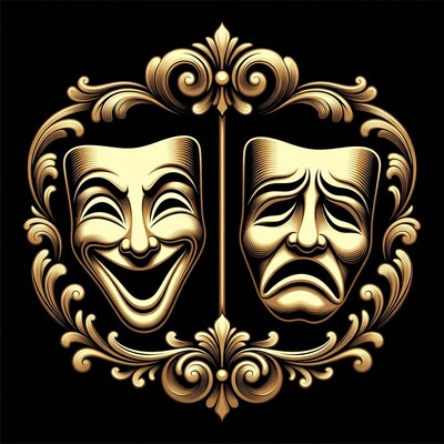 Comedy Tragedy Masks Ornate Frame
