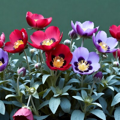 Red and Purple Anemone Flowers