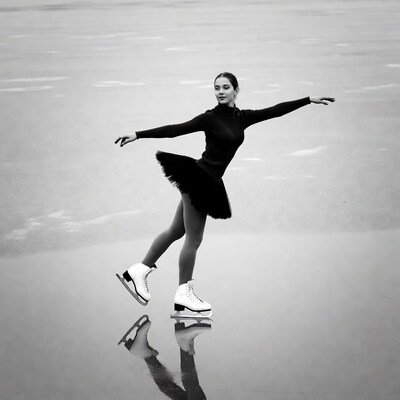 Woman figure skating on ice