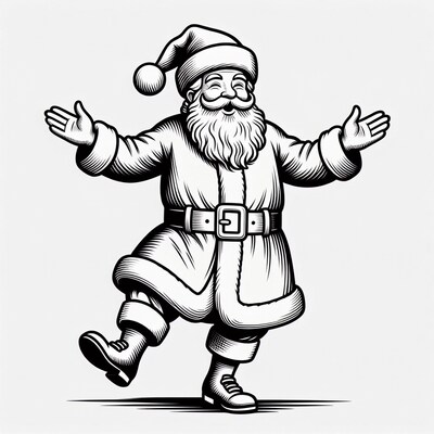 Santa Claus Dancing with Arms Outstretched
