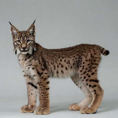 Lynx standing on gray background
