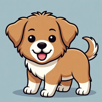 Cute cartoon golden retriever puppy