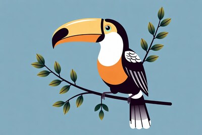 Toucan perched on branch